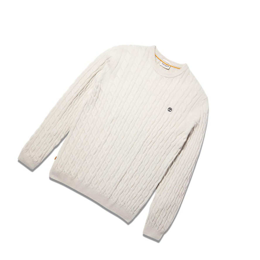 Men's Timberland Phillips Brook Cable-knit Sweater White | FAV-831672