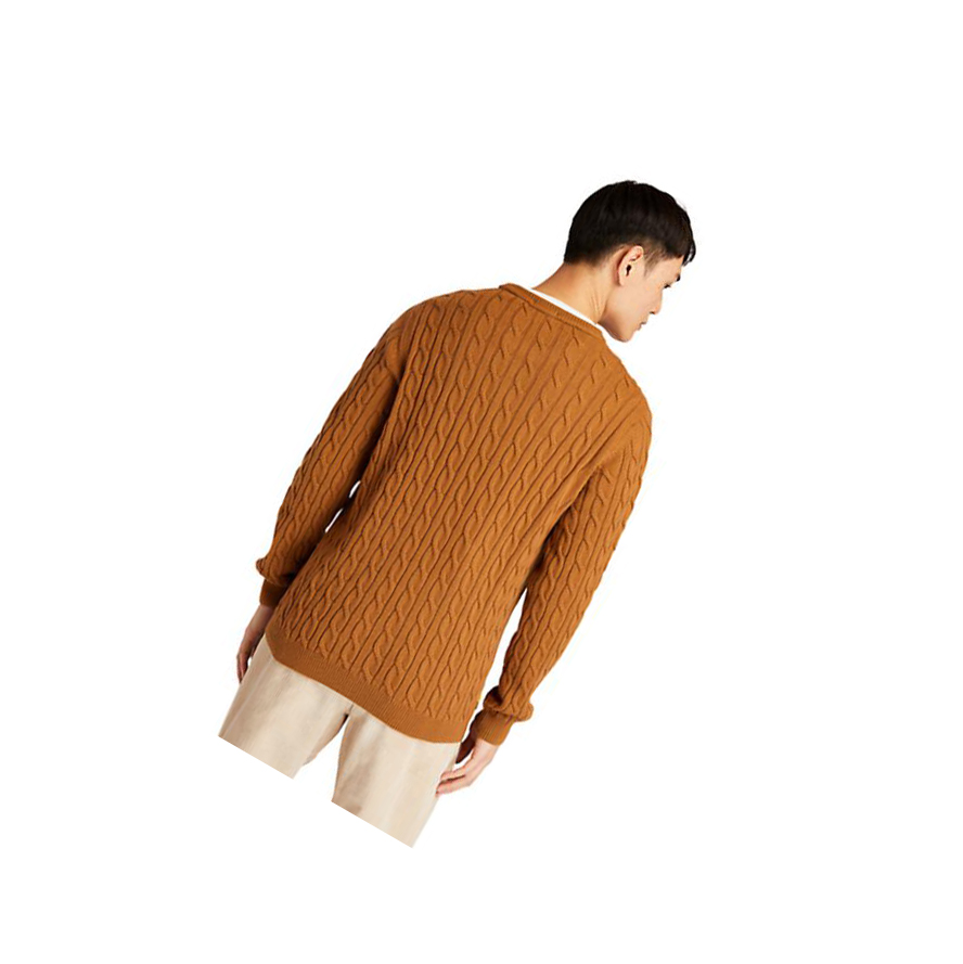 Men's Timberland Phillips Brook Cable-knit Sweater Brown | FIG-148950