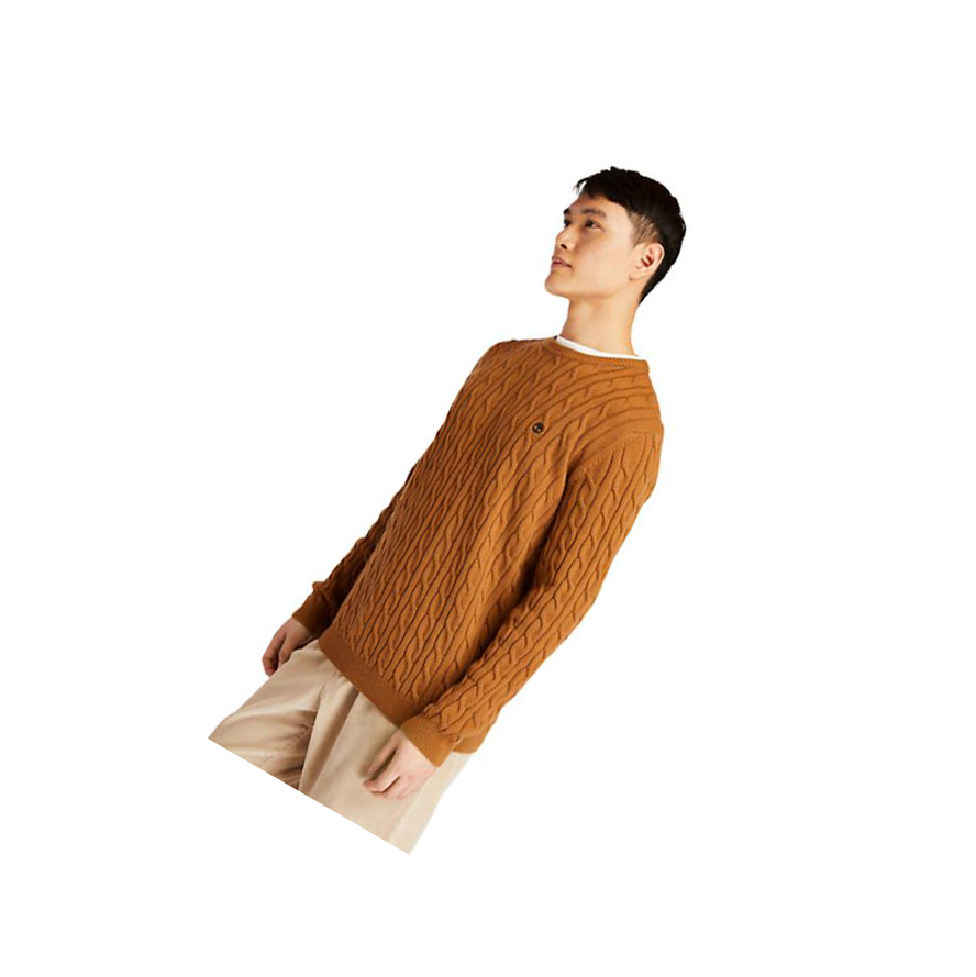 Men's Timberland Phillips Brook Cable-knit Sweater Brown | FIG-148950