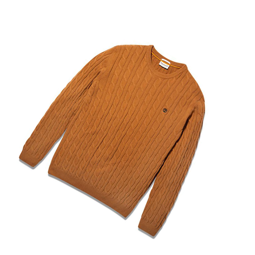 Men's Timberland Phillips Brook Cable-knit Sweater Brown | FIG-148950