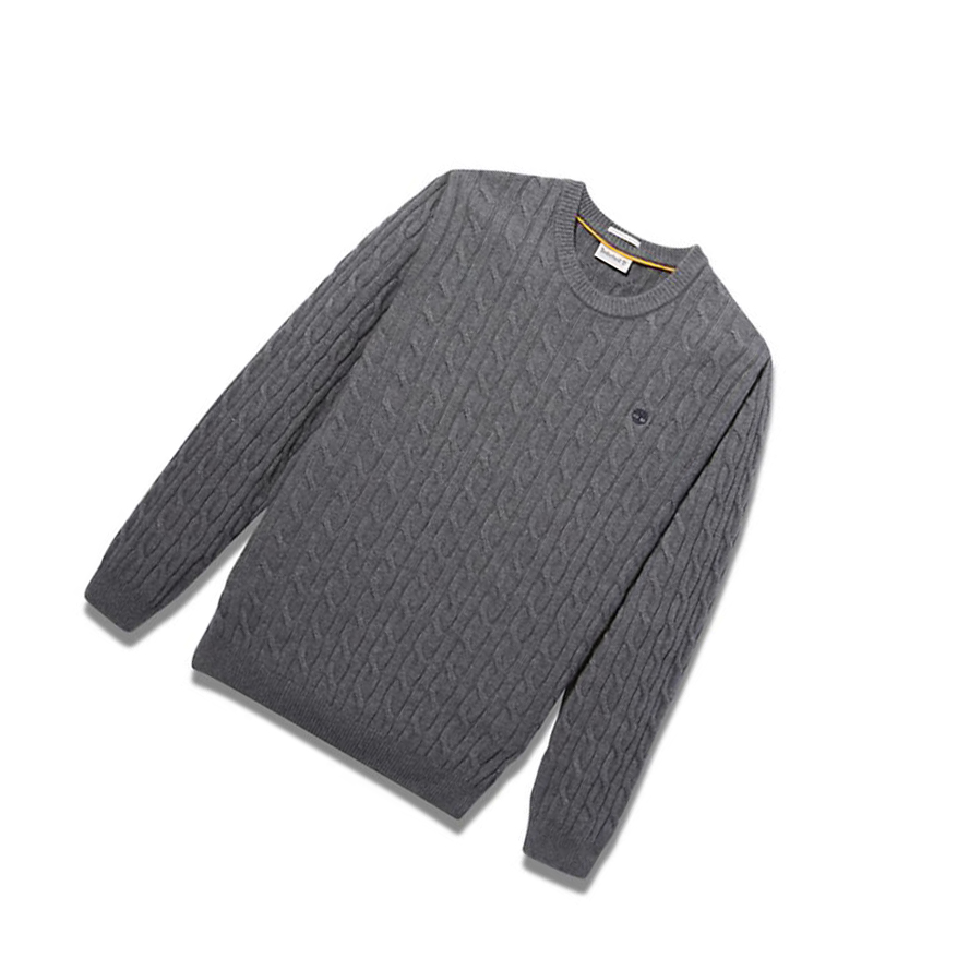 Men's Timberland Phillips Brook Cable-knit Sweater Dark Grey | OTG-103769