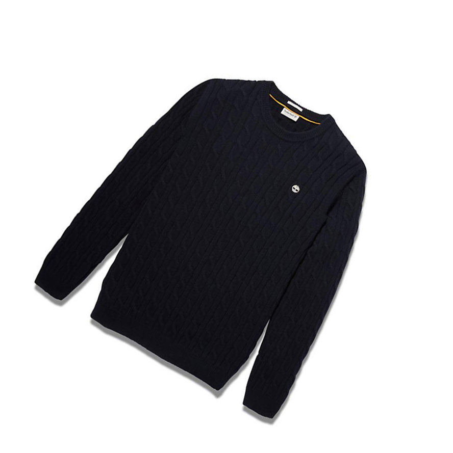 Men's Timberland Phillips Brook Cable-knit Sweater Navy | TZL-938604