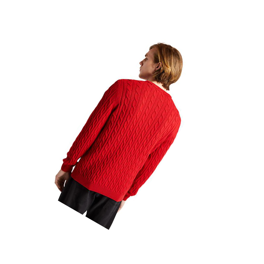 Men's Timberland Phillips Brook Cable-knit Sweater Red | VPH-738102