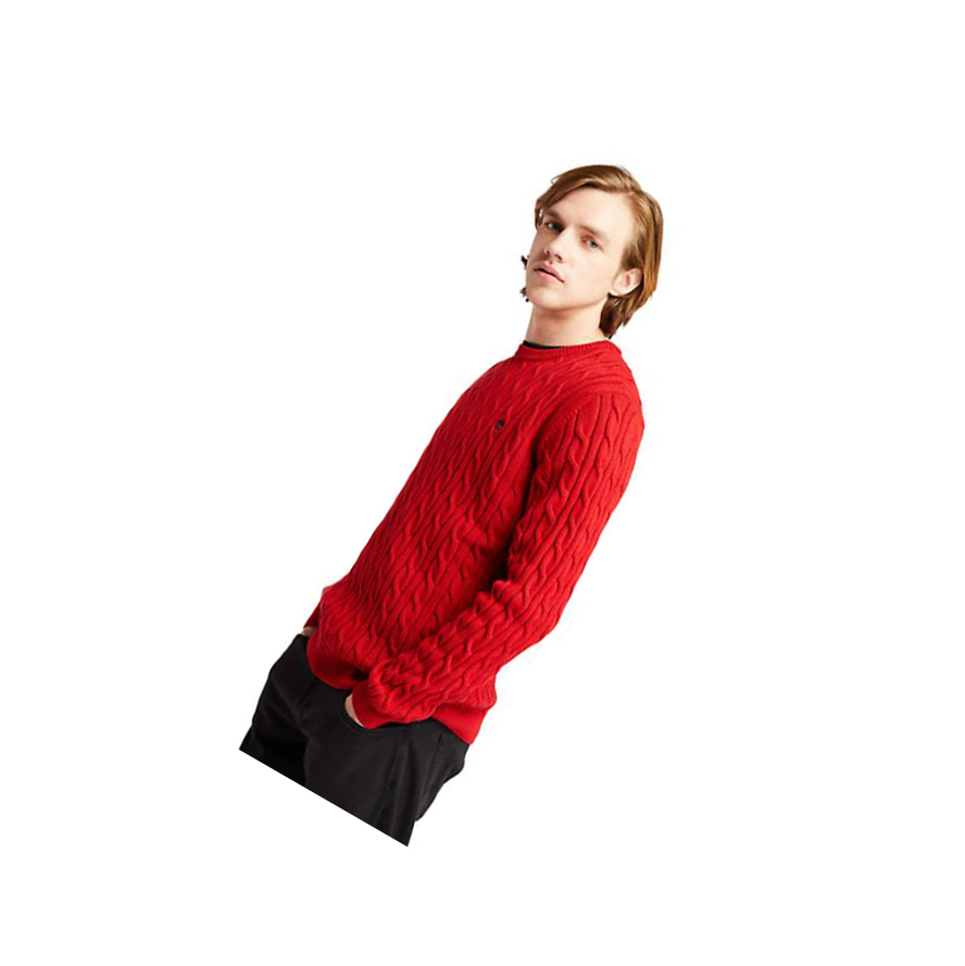 Men's Timberland Phillips Brook Cable-knit Sweater Red | VPH-738102