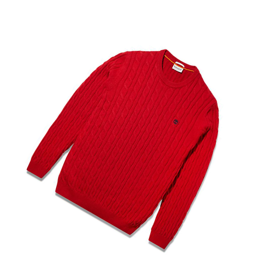 Men's Timberland Phillips Brook Cable-knit Sweater Red | VPH-738102