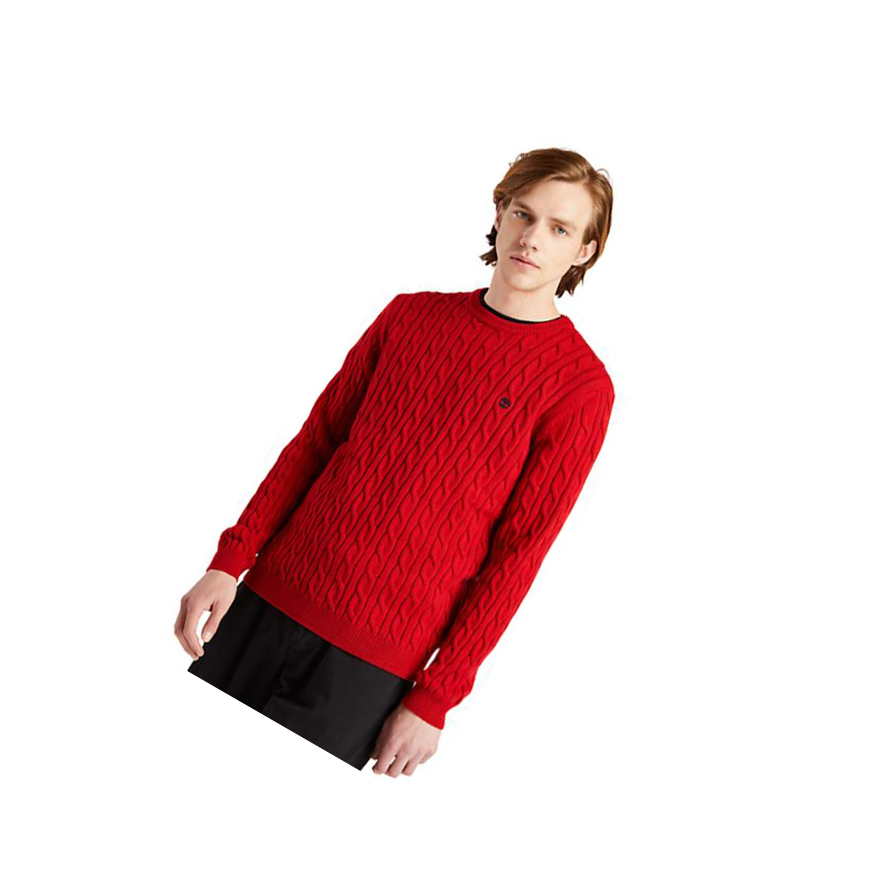 Men\'s Timberland Phillips Brook Cable-knit Sweater Red | VPH-738102