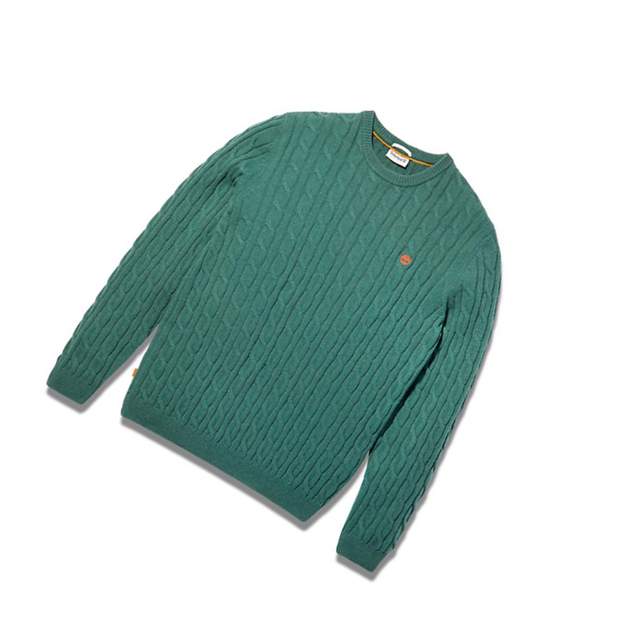 Men's Timberland Phillips Brook Cable-knit Sweater Green | YST-309814