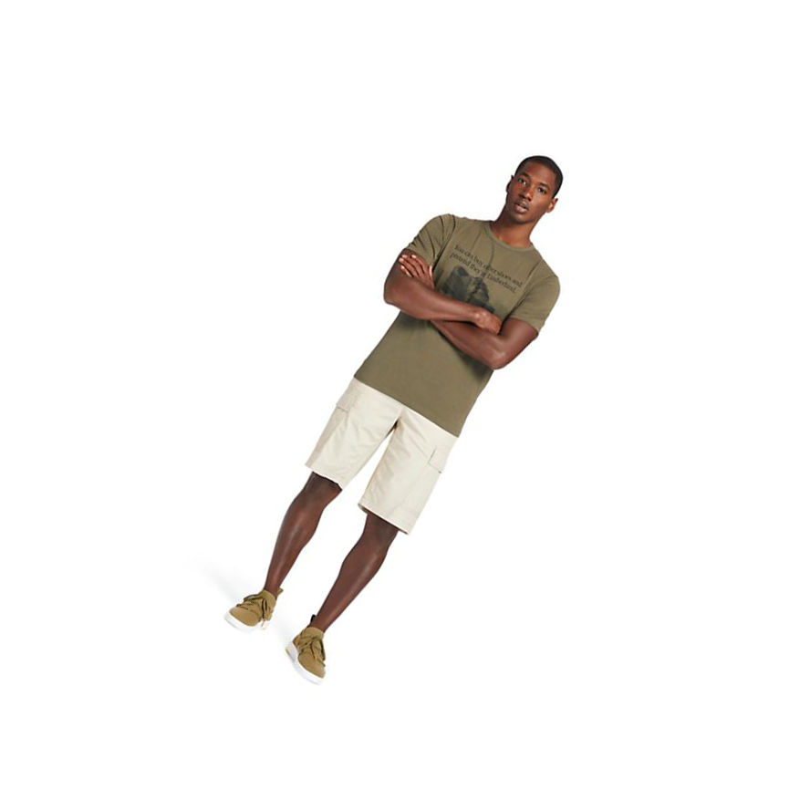 Men's Timberland Poplin Cargo Shorts Pants Beige | DYB-524867