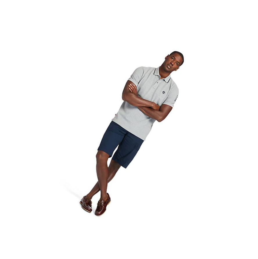 Men's Timberland Poplin Cargo Shorts Pants Navy | ZRL-083645