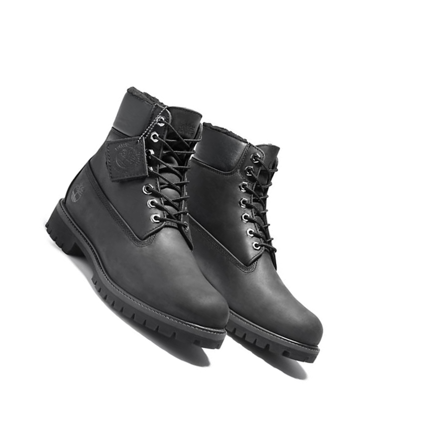 Men's Timberland Premium Warm-lined Original 6-inch Boots Black | IMV-981536