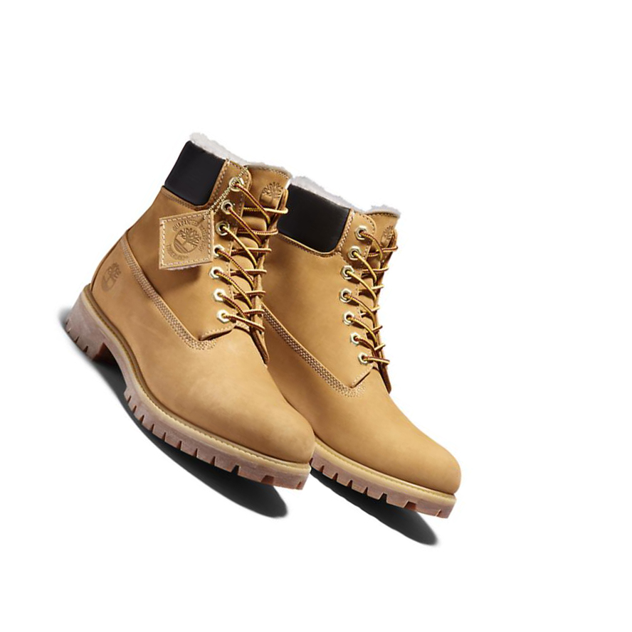 Men's Timberland Premium Warm-lined Original 6-inch Boots Yellow | KUH-193682