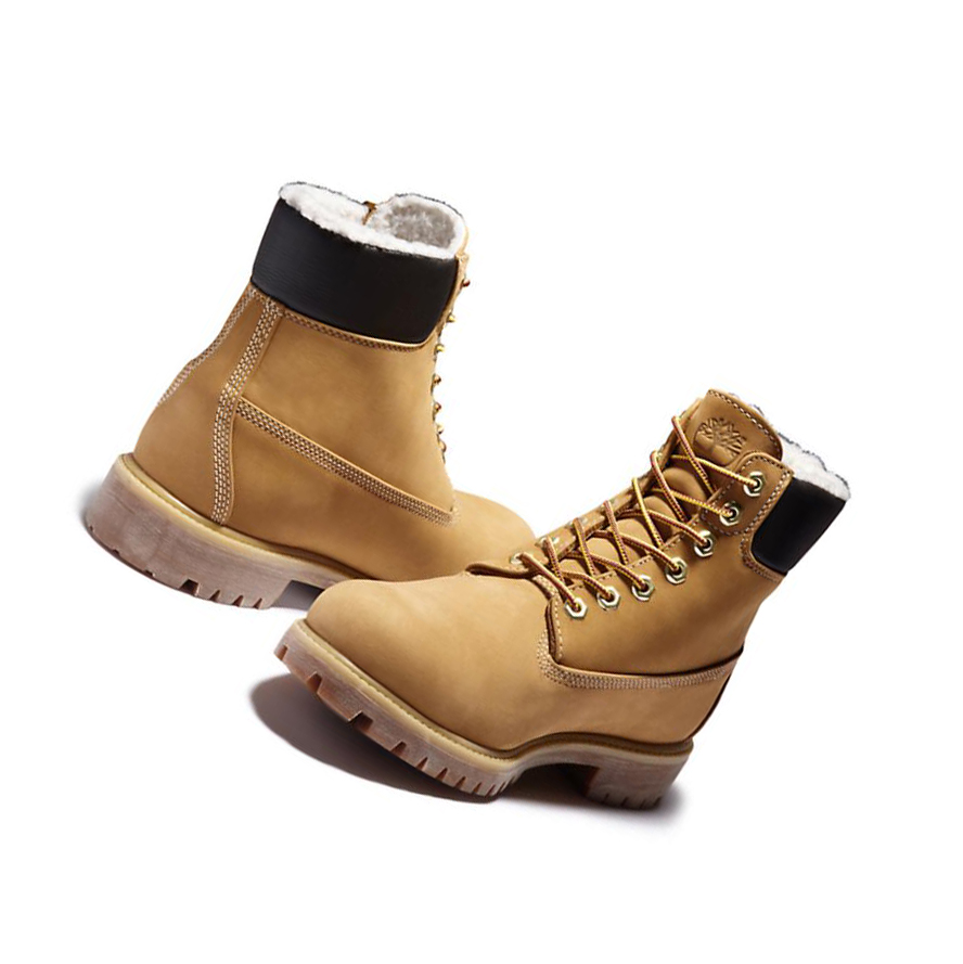 Men's Timberland Premium Warm-lined Original 6-inch Boots Yellow | KUH-193682