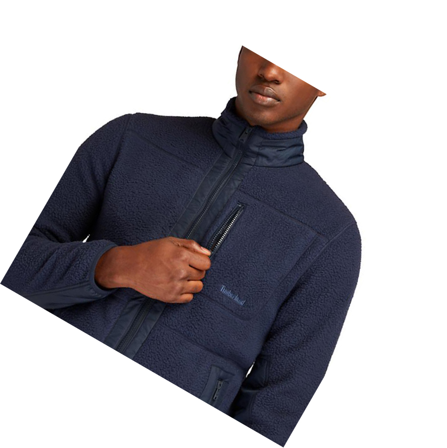 Men's Timberland Sherpa Fleece Jackets Navy | QXD-902718