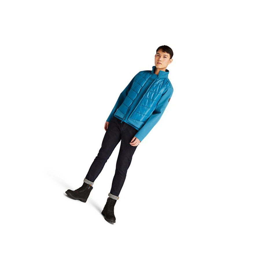 Men's Timberland Soft-Shell Quilted-Hybrid Jackets Teal | AXM-397128