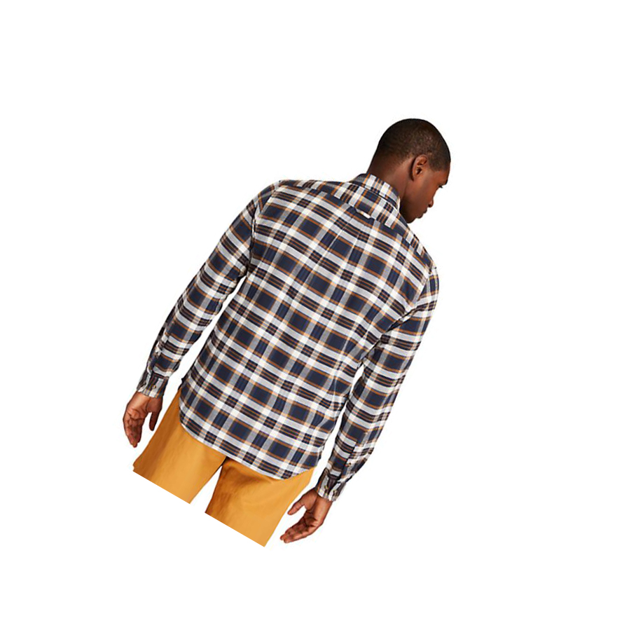 Men's Timberland SolucellAir™ Tartan Shirts Navy | JTQ-052689