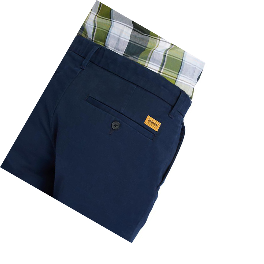 Men's Timberland Squam Lake Stretch Chino Shorts Navy | JMU-069327