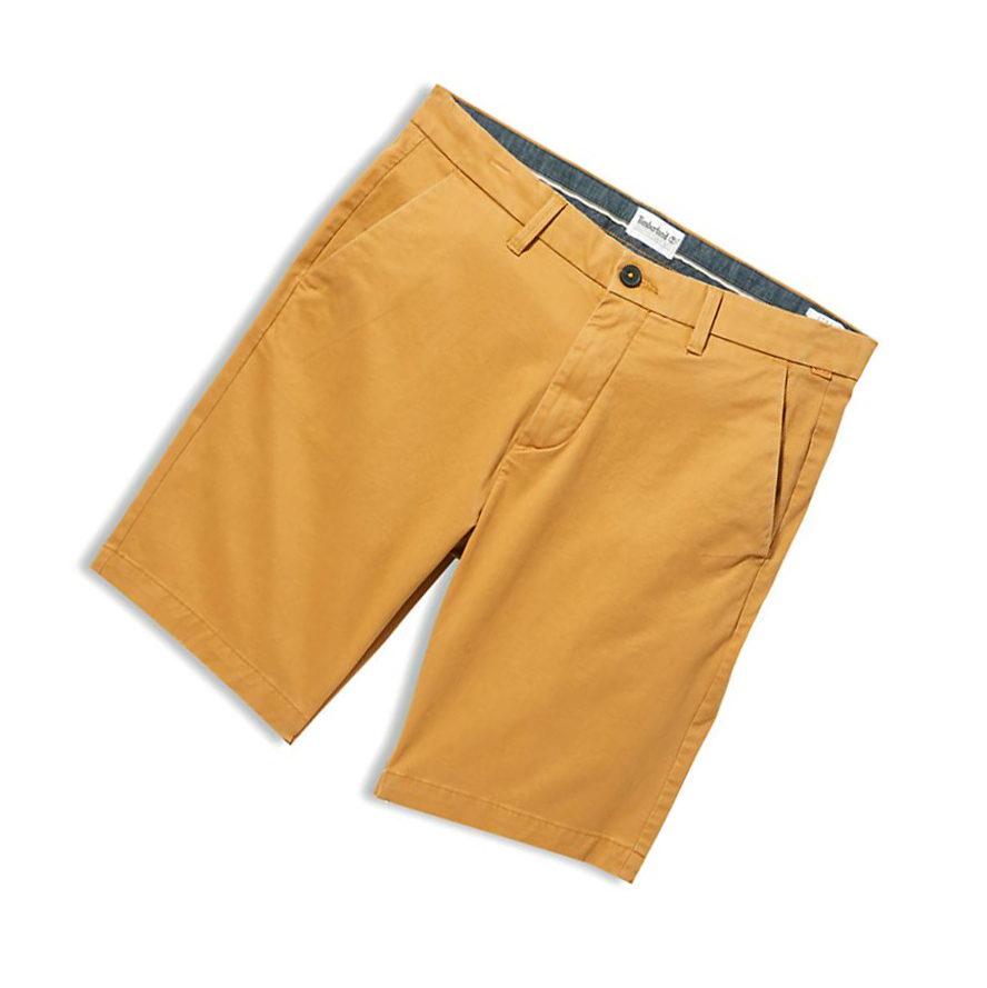 Men's Timberland Squam Lake Stretch Chino Shorts Dark Yellow | RIC-962401