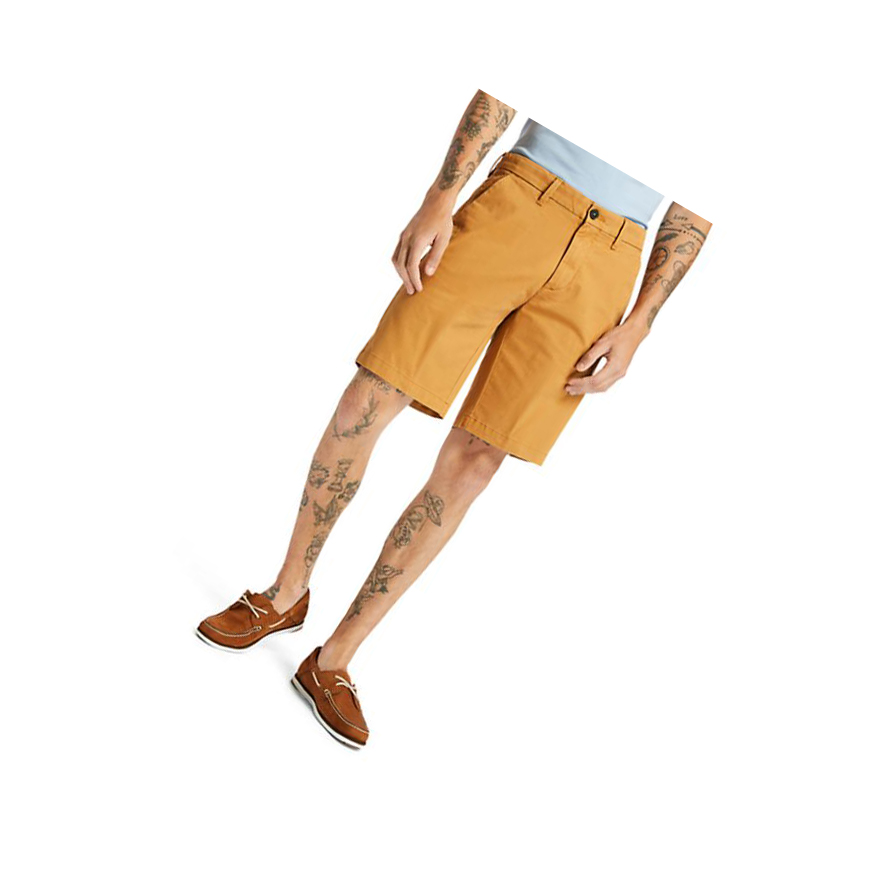 Men\'s Timberland Squam Lake Stretch Chino Shorts Dark Yellow | RIC-962401