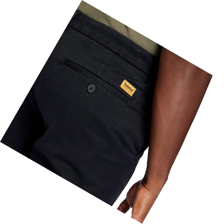 Men's Timberland Squam Lake Stretch Chino Shorts Black | TQX-183462