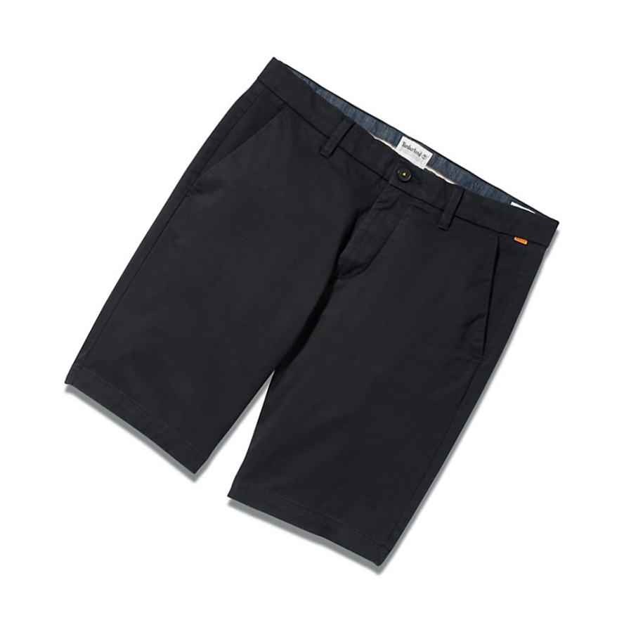 Men's Timberland Squam Lake Stretch Chino Shorts Black | TQX-183462