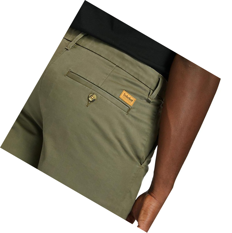 Men's Timberland Squam Lake Stretch Chino Shorts Green | XHC-362980