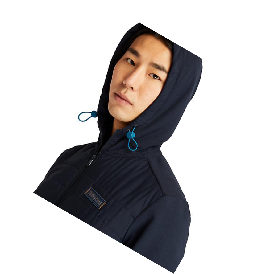 Men's Timberland Sweat Hybrid Hoodie Navy | YLN-831704