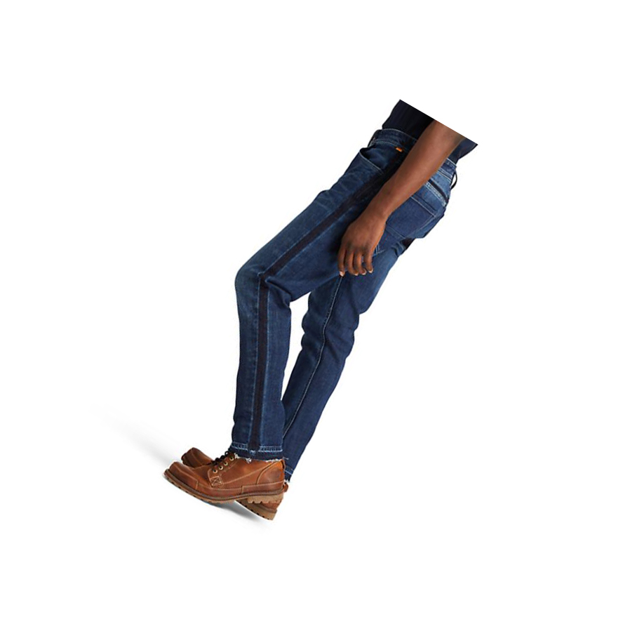 Men's Timberland Tapered-leg Comfort Jeans Dark Blue | DPZ-928460