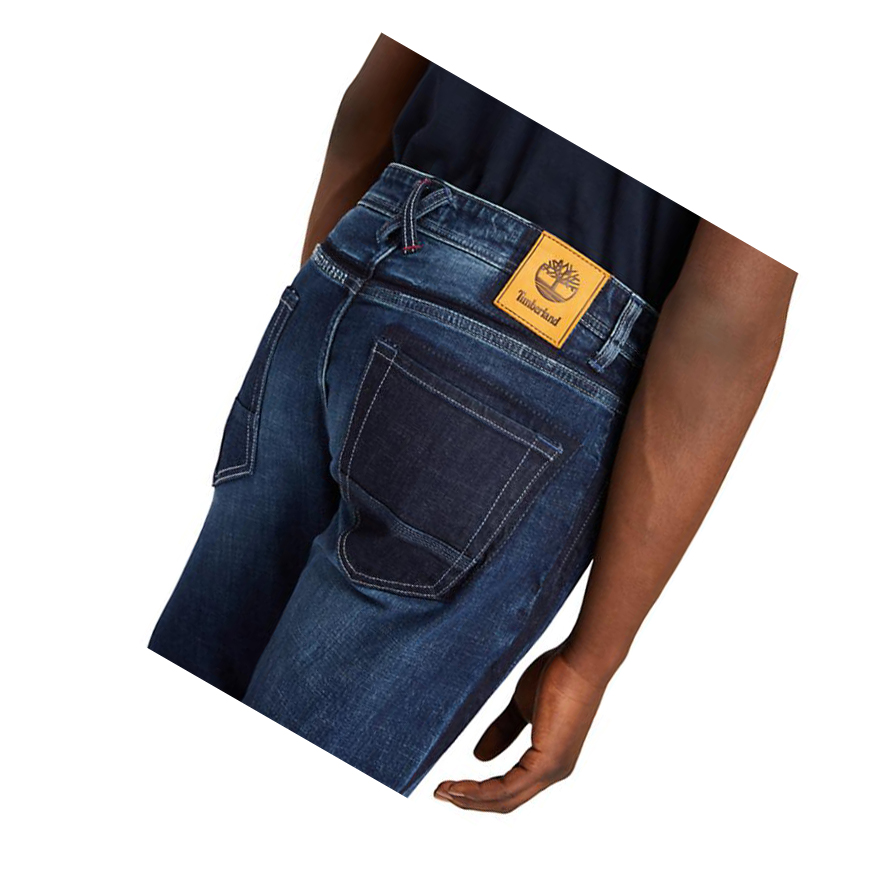 Men's Timberland Tapered-leg Comfort Jeans Dark Blue | DPZ-928460