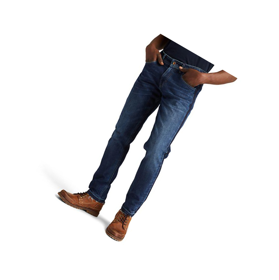 Men\'s Timberland Tapered-leg Comfort Jeans Dark Blue | DPZ-928460