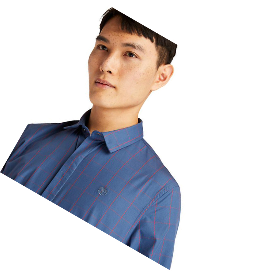 Men's Timberland Tencel™ Checked Shirts Blue | SXB-685392