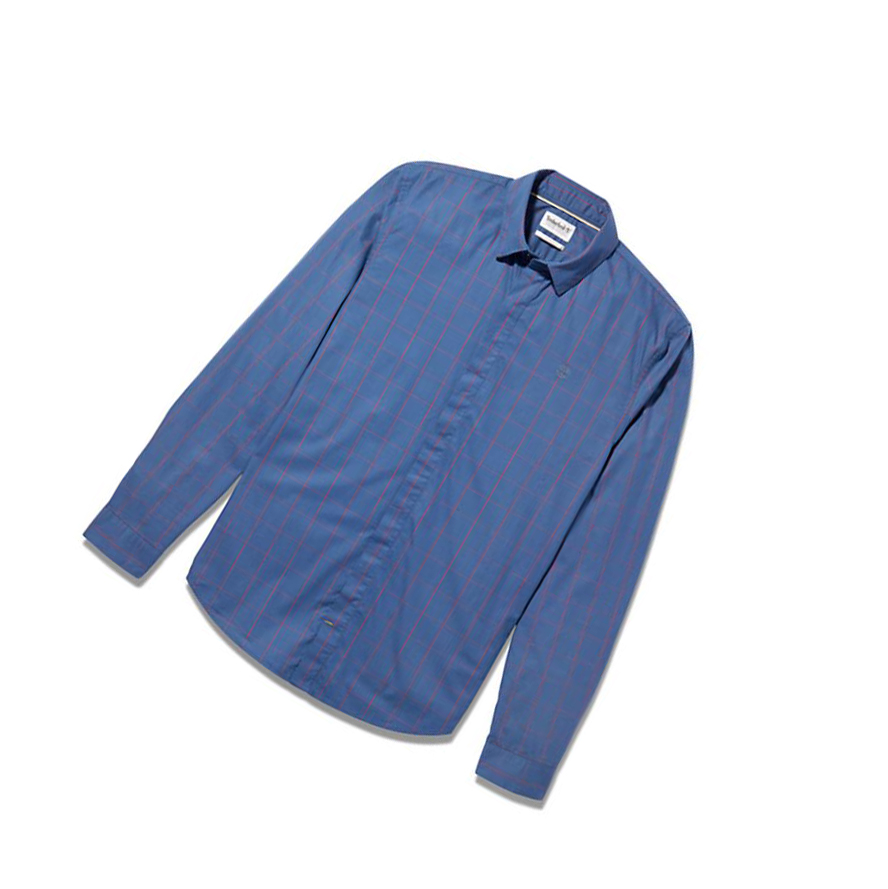 Men's Timberland Tencel™ Checked Shirts Blue | SXB-685392