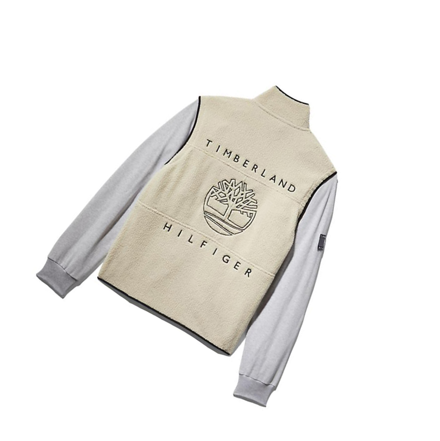 Men's Timberland Tommy Hilfiger x Timberland® Re-imagined Hybrid Fleece Vest Beige | UXJ-475321