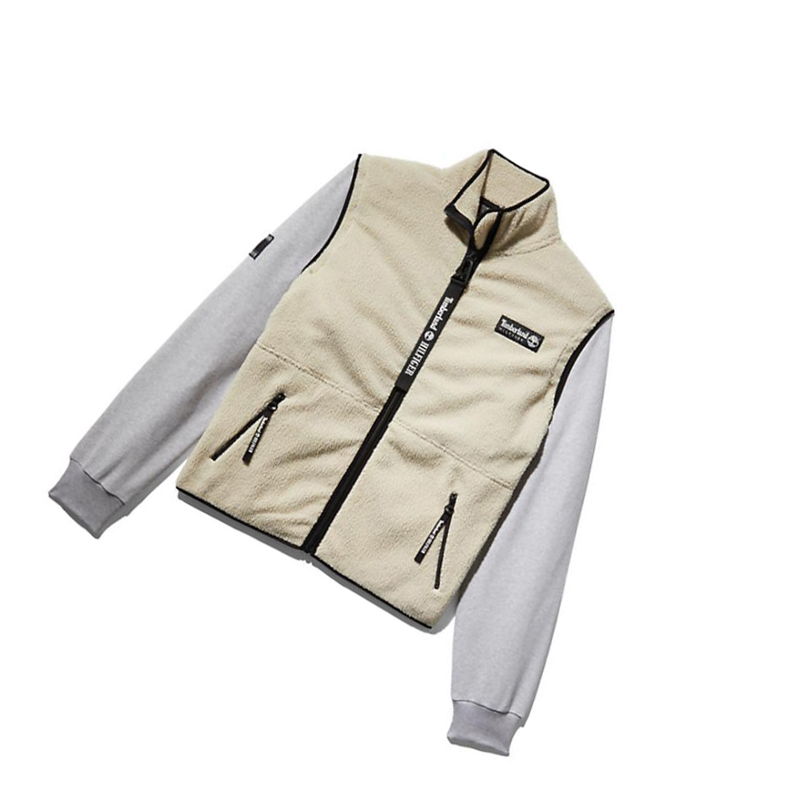 Men\'s Timberland Tommy Hilfiger x Timberland® Re-imagined Hybrid Fleece Vest Beige | UXJ-475321