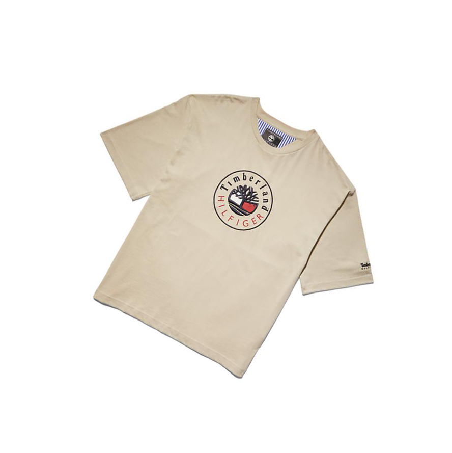 Men\'s Timberland Tommy Hilfiger x Timberland® Re-imagined Logo T Shirts Beige | VEY-235680