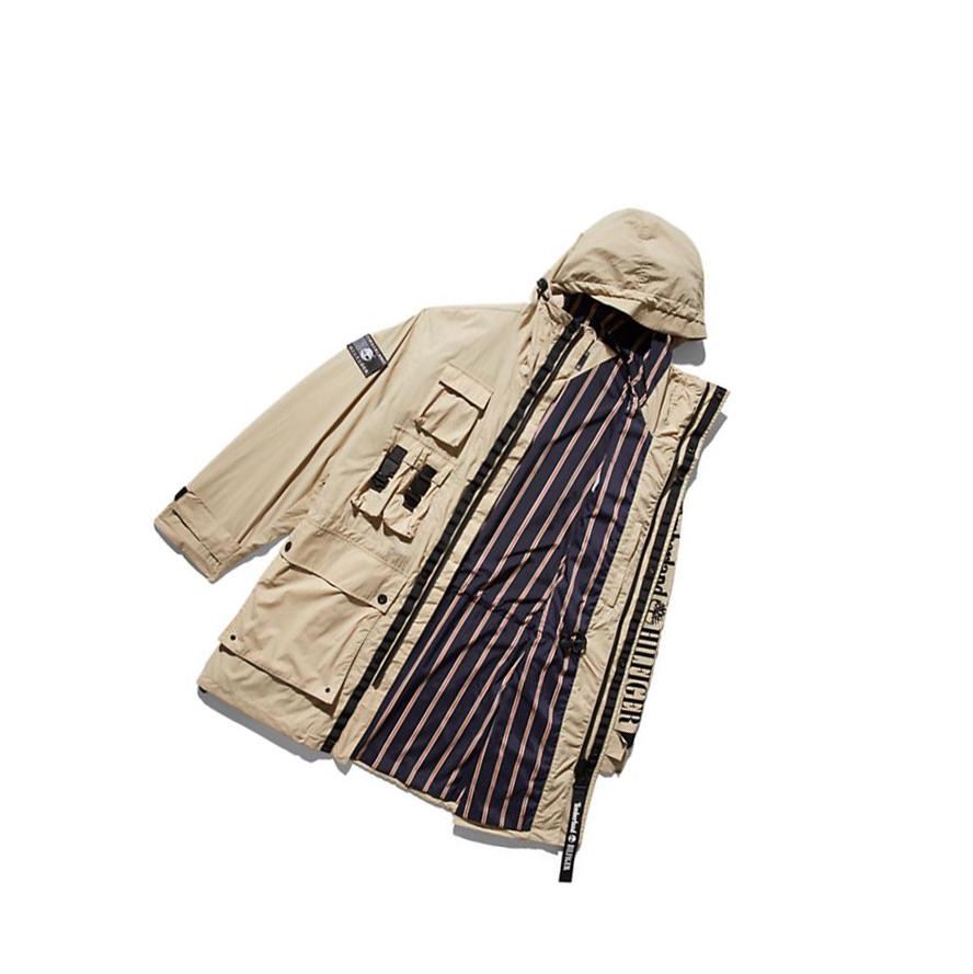 Men's Timberland Tommy Hilfiger x Timberland® Re-imagined Reversible Cargo Parka Jackets Beige | XPU-874693