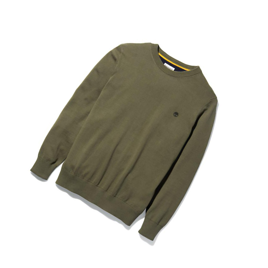 Men's Timberland Williams River Organic Cotton Sweater Dark Green | LEX-793180