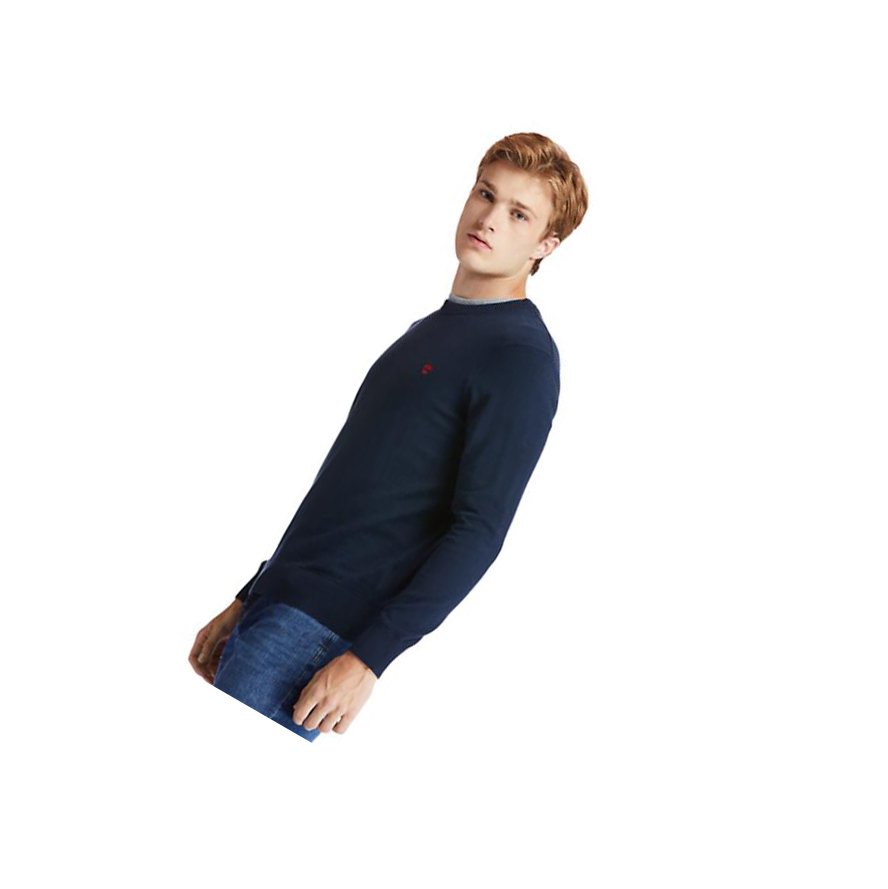 Men's Timberland Williams River Organic Cotton Sweater Navy | NKB-297803