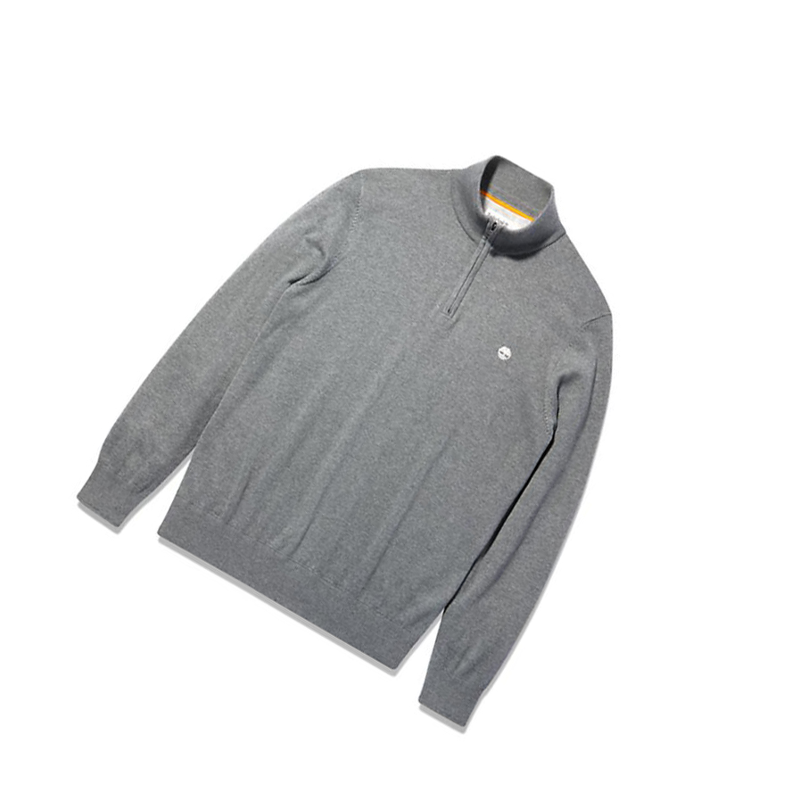 Men's Timberland Williams River Zip-neck Sweater Dark Grey | EIR-472590