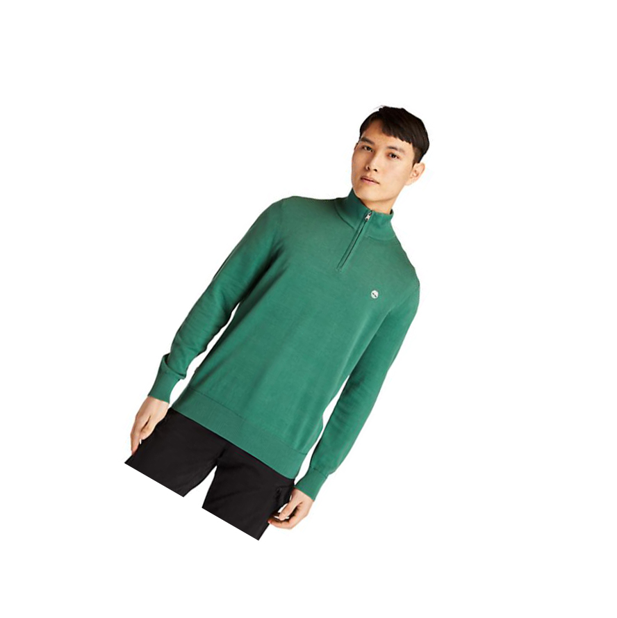 Men\'s Timberland Williams River Zip-neck Sweater Green | TEA-238167