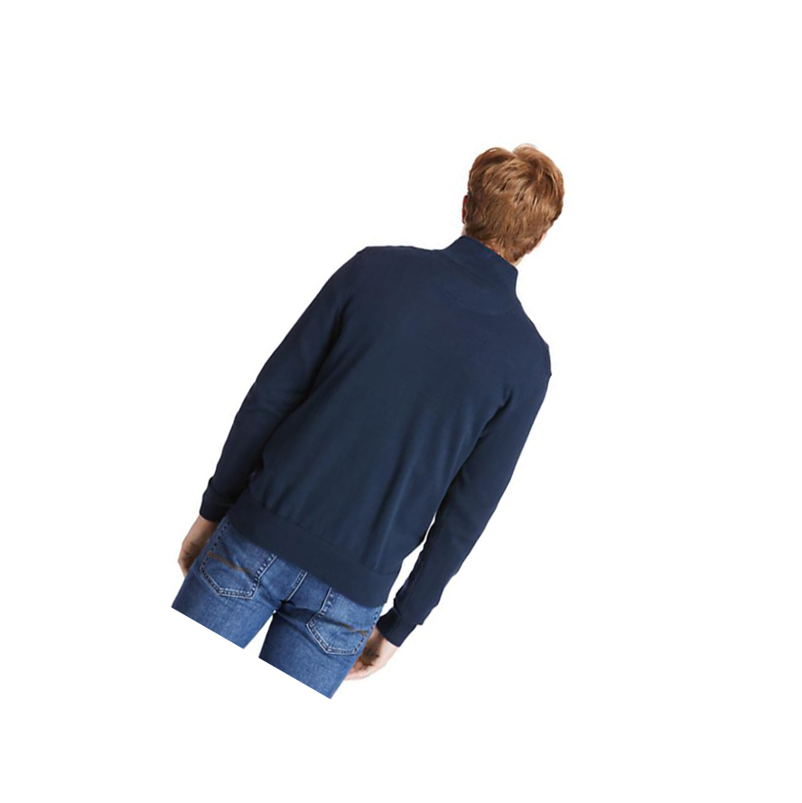 Men's Timberland Williams River Zip-neck Sweater Navy | XQV-194386