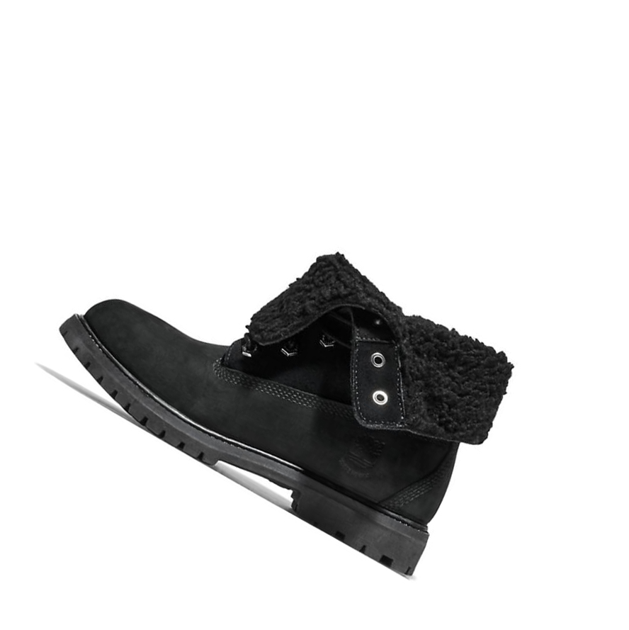 Women's Timberland Authentic Fold-over Ankle Boots Black | VZN-689547