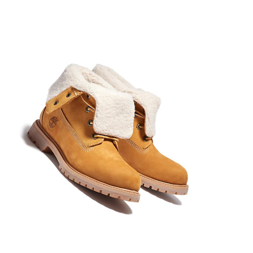 Women's Timberland Authentic Fold-over Ankle Boots Yellow | WUZ-519348