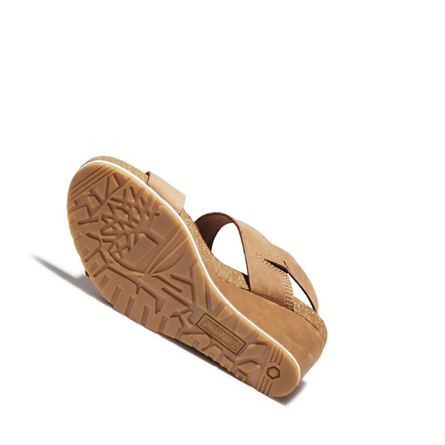 Women's Timberland Capri Sunset Wedge Sandals Light Brown | GJE-570163