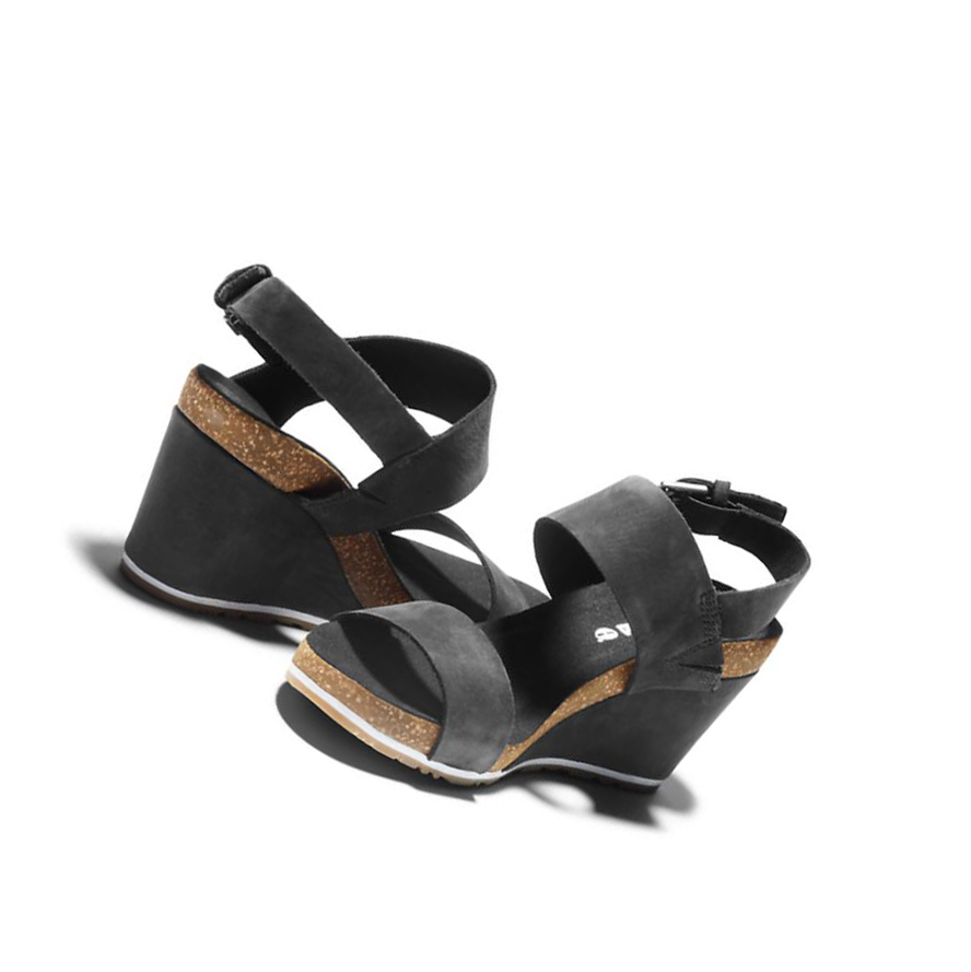 Women's Timberland Capri Sunset Wedge Sandals Black | ZMO-341205