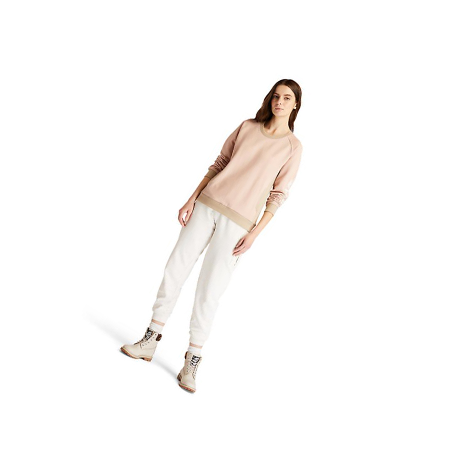 Women's Timberland Crewneck Sweatshirt Light Pink | QUM-945187