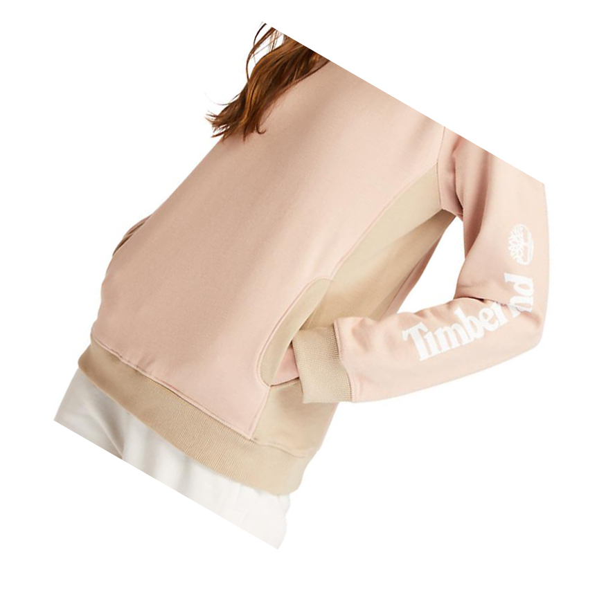 Women's Timberland Crewneck Sweatshirt Light Pink | QUM-945187