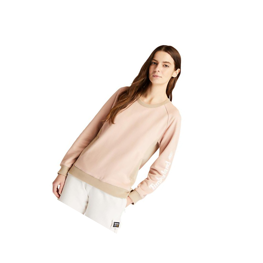 Women\'s Timberland Crewneck Sweatshirt Light Pink | QUM-945187