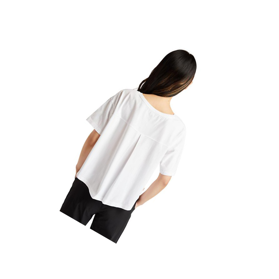 Women's Timberland Cropped Logo T Shirts White | BND-308256