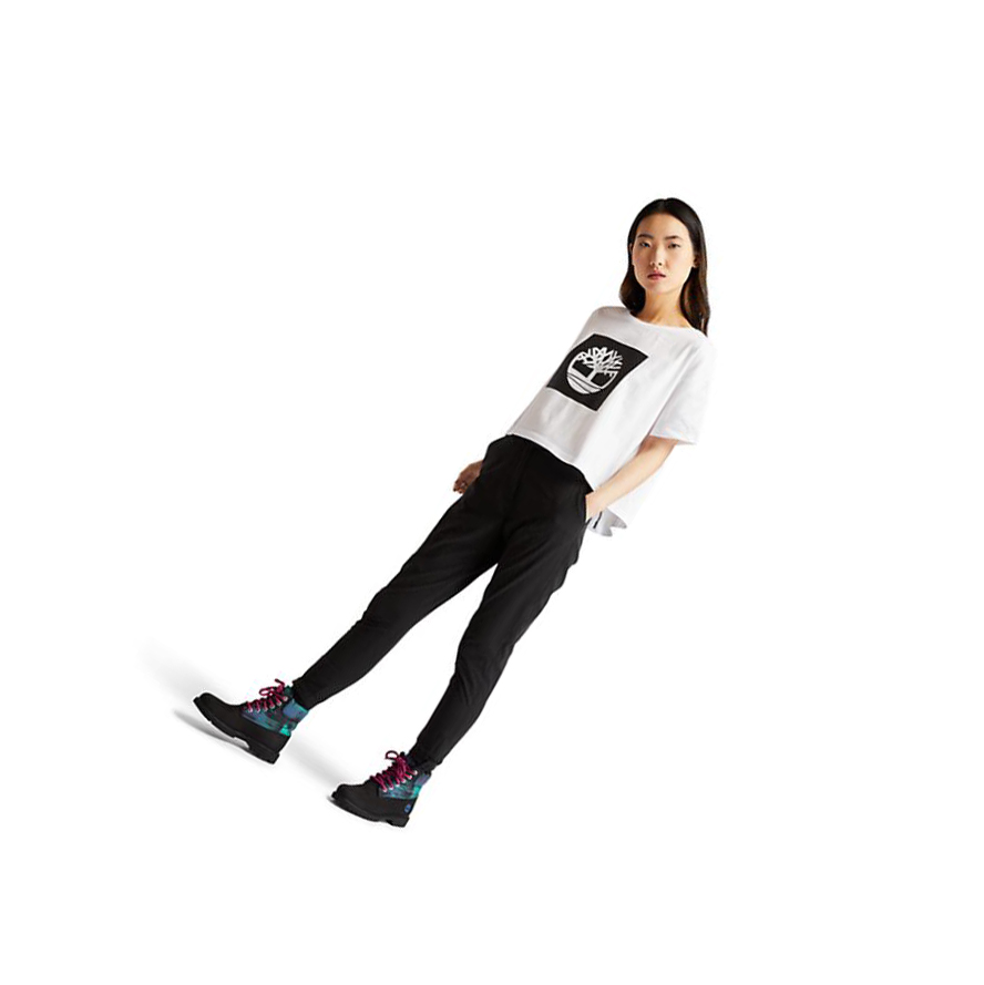 Women's Timberland Cropped Logo T Shirts White | BND-308256