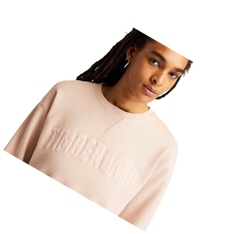 Women's Timberland Ecoriginal Corduroy Logo Sweatshirt Light Pink | GJM-594268